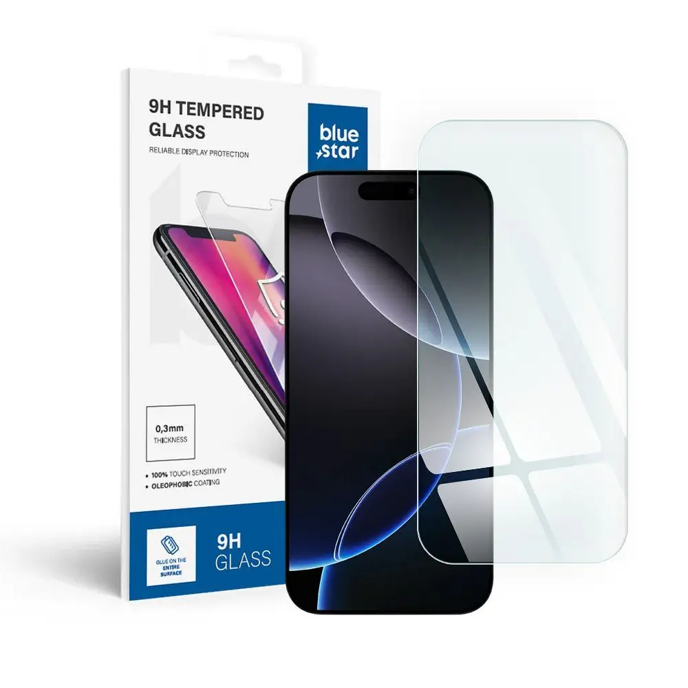 Kaljeno steklo za iPhone 16 PRO MAX / 17 PRO MAX Blue Star