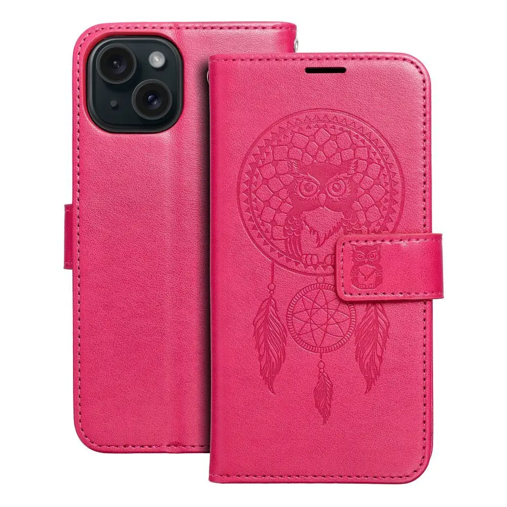 Torbica MEZZO Book za iPhone 15 – lovilec sanj, magenta