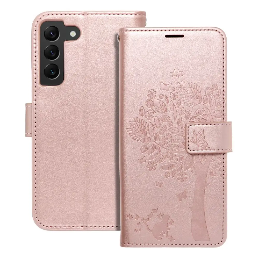 Torbica MEZZO Book za SAMSUNG S22, les, zlato-roza