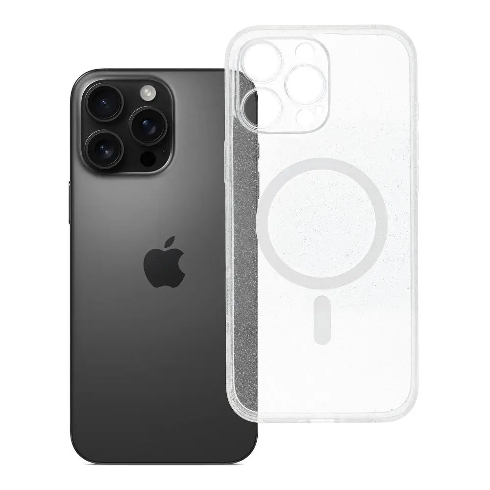 Ohišje za iPhone 16 PRO MAX Clear Mag Cover (STR / CAMERA PROTECTION), združljivo z MagSafe, prozorno z bleščicami