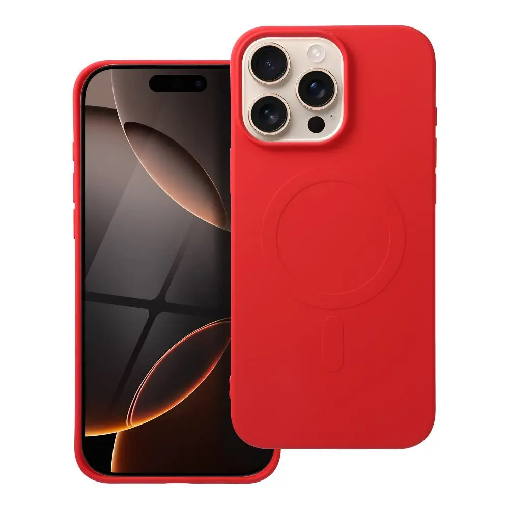 SILICONE MAG COVER ovitek (z velikim izrezom), združljiv z MagSafe, za iPhone 16 Pro Max, rdeč