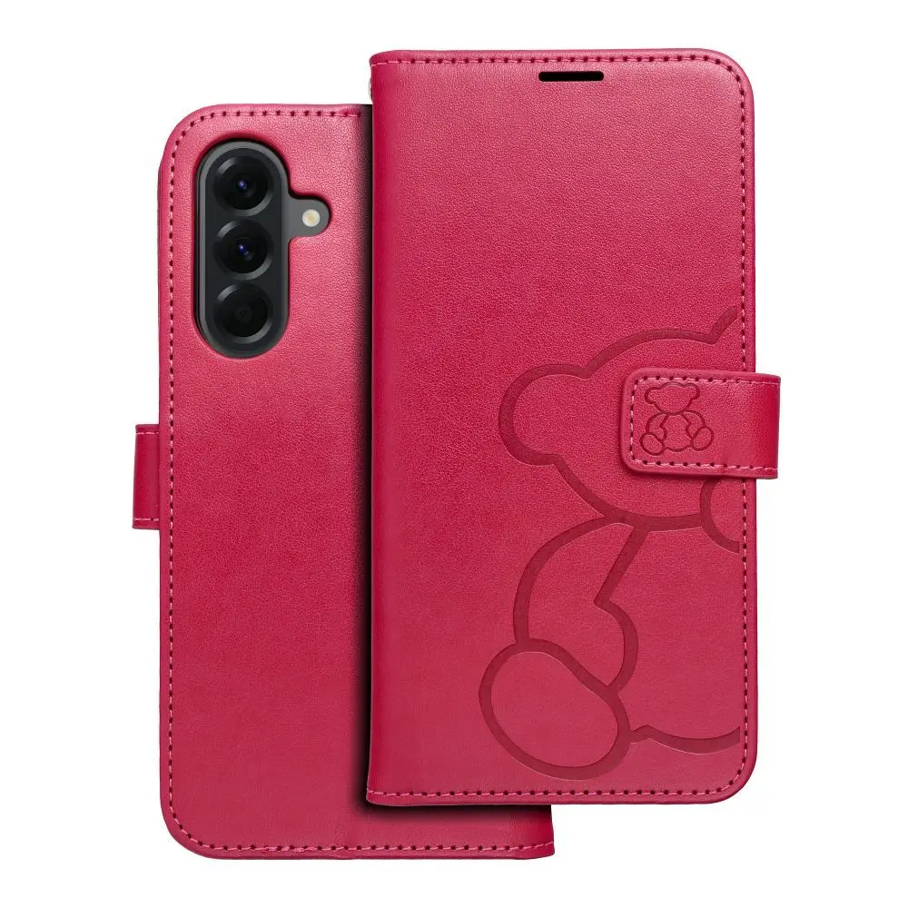 Torbica MEZZO Book za SAMSUNG A56 5G v vzorcu medvedka v barvi magenta