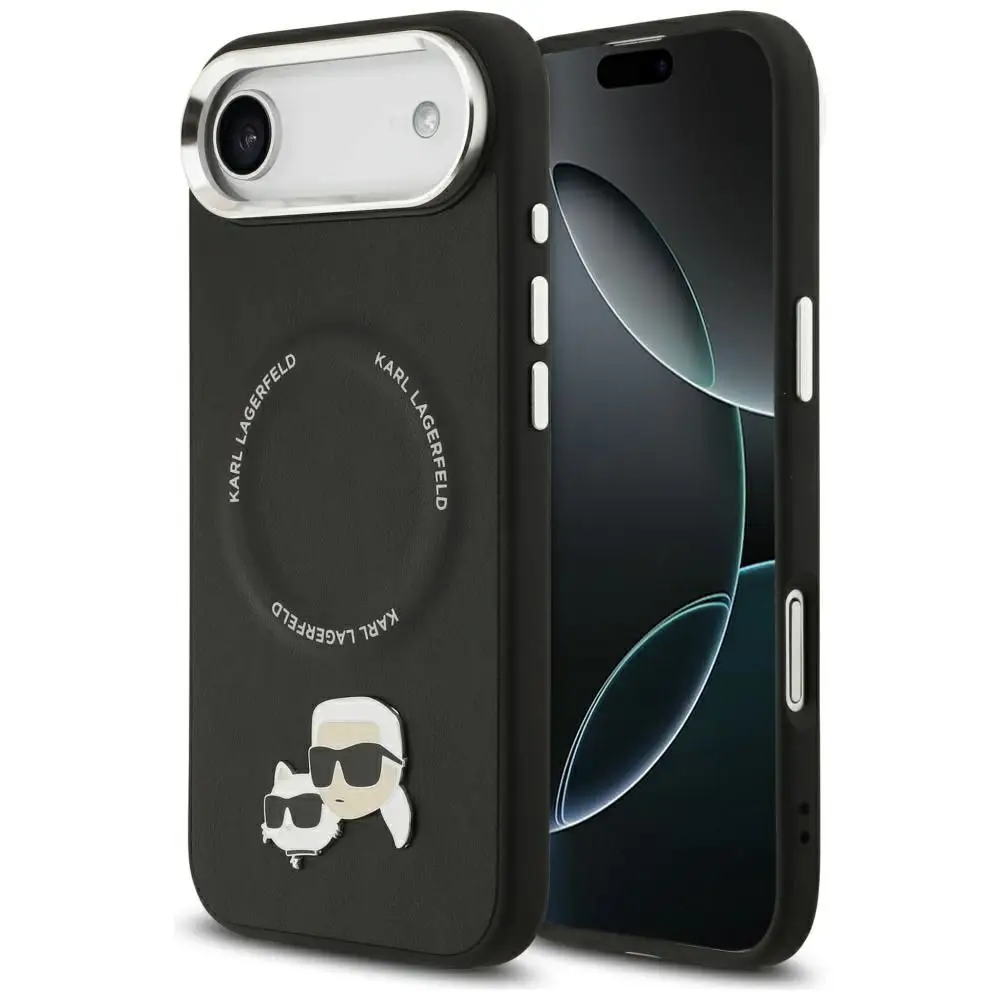 KARL LAGERFELD ovitek za iPhone 17 Air, združljiv z MagSafe, KLHMP17MPSMLRKCK (PU K&C PINS), črn