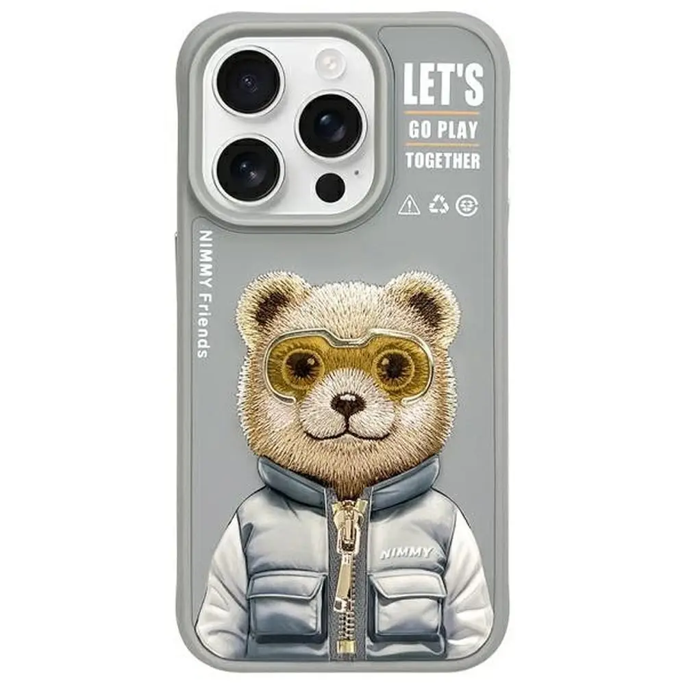 NIMMY etui COOL&CUTE 2.0 Bear za iPhone 15 Pro Max, sivo