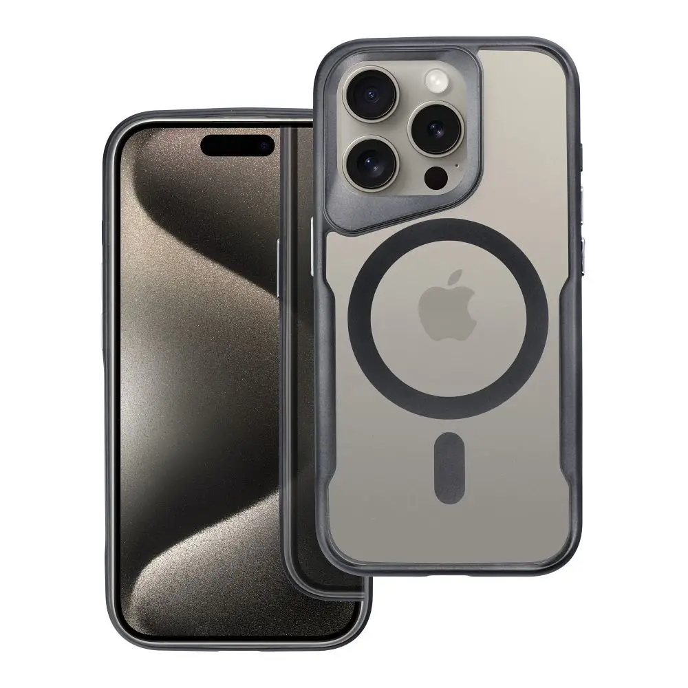 Ohišje za iPhone 15 PRO MAX Ergofit Newzone, združljivo z MagSafe, črno