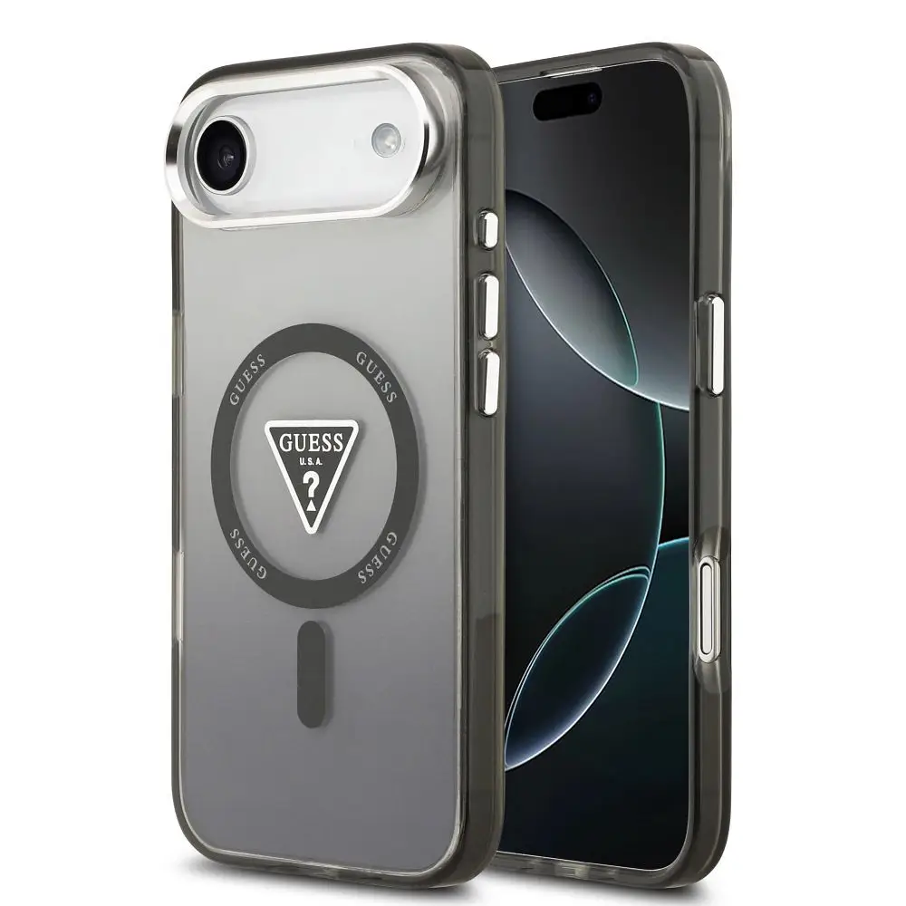 GUESS etui za iPhone 17 Air, združljivo z MagSafe, GUHMP17MHGTMLCGK (IML Gradient z logotipom v obliki trikotnika), črno