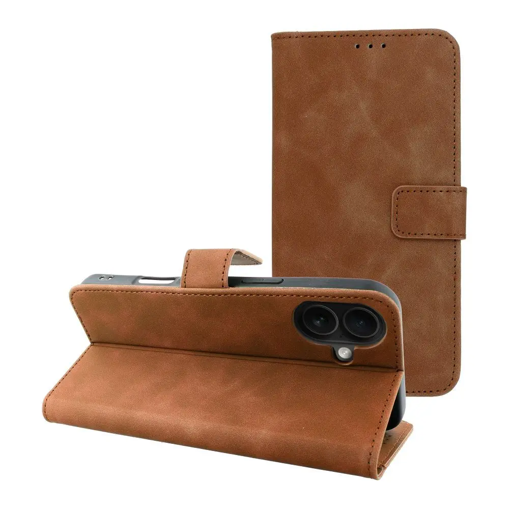 TENDER Book ovitek za iPhone 16 Plus, rjav