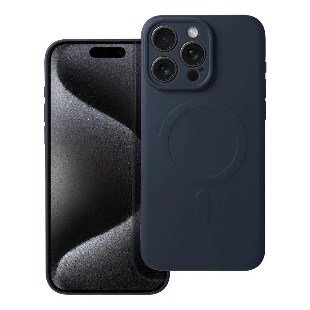 SILICONE MAG COVER ovitek, združljiv z MagSafe, za iPhone 15 Pro Max, titanov modri
