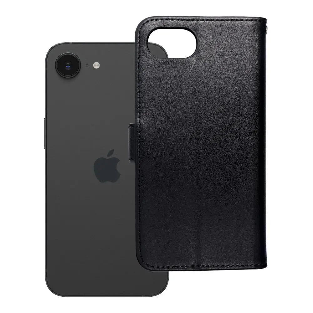 Torba MEZZO Book za iPhone 16e (SE 4 2025) v črni barvi z motivom medvedka
