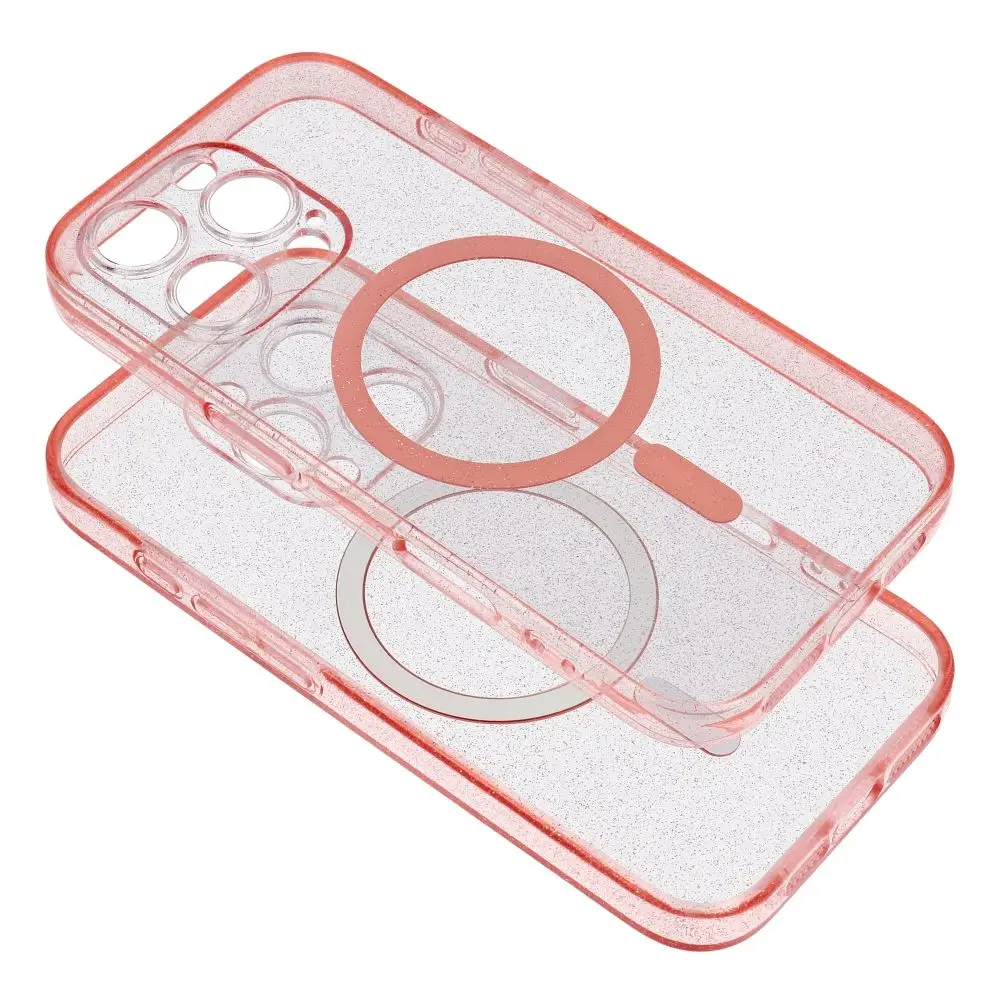 Ovitek za Samsung S26 PLUS Clear Mag Cover (STR), združljiv z MagSafe, roza z bleščicami